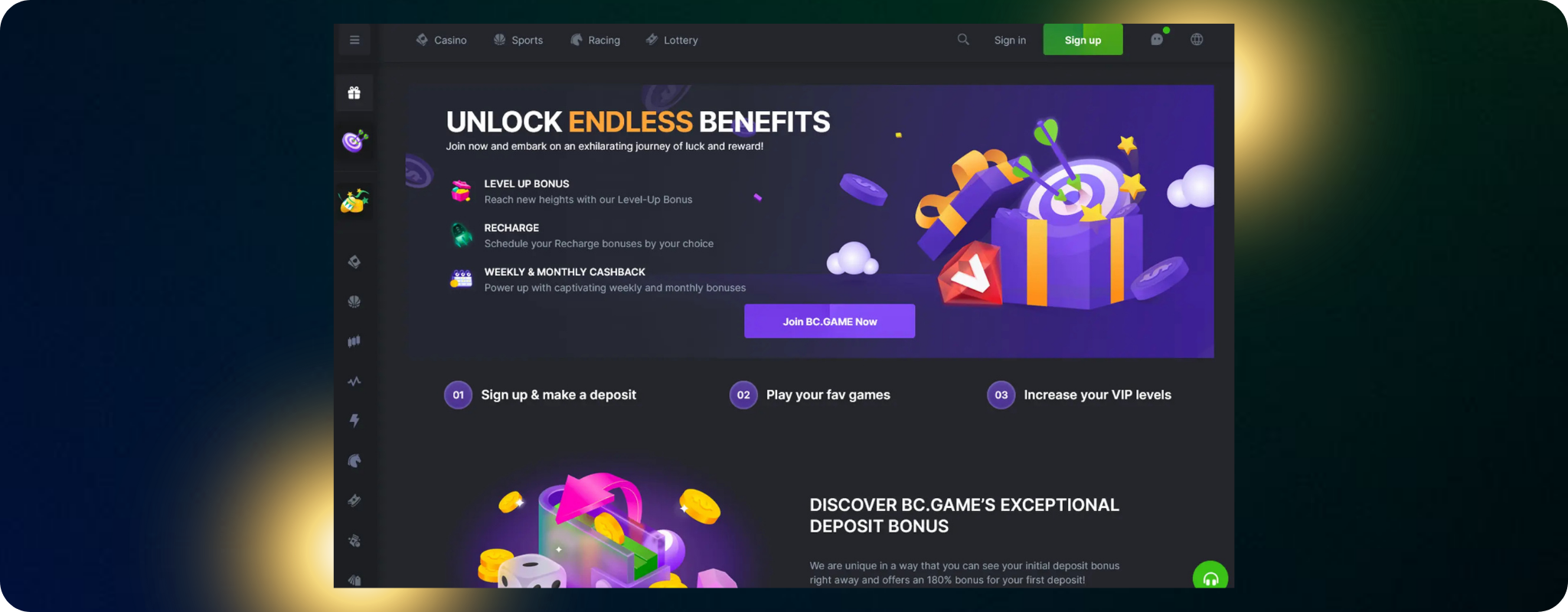 Arten von Boni bei BC Game